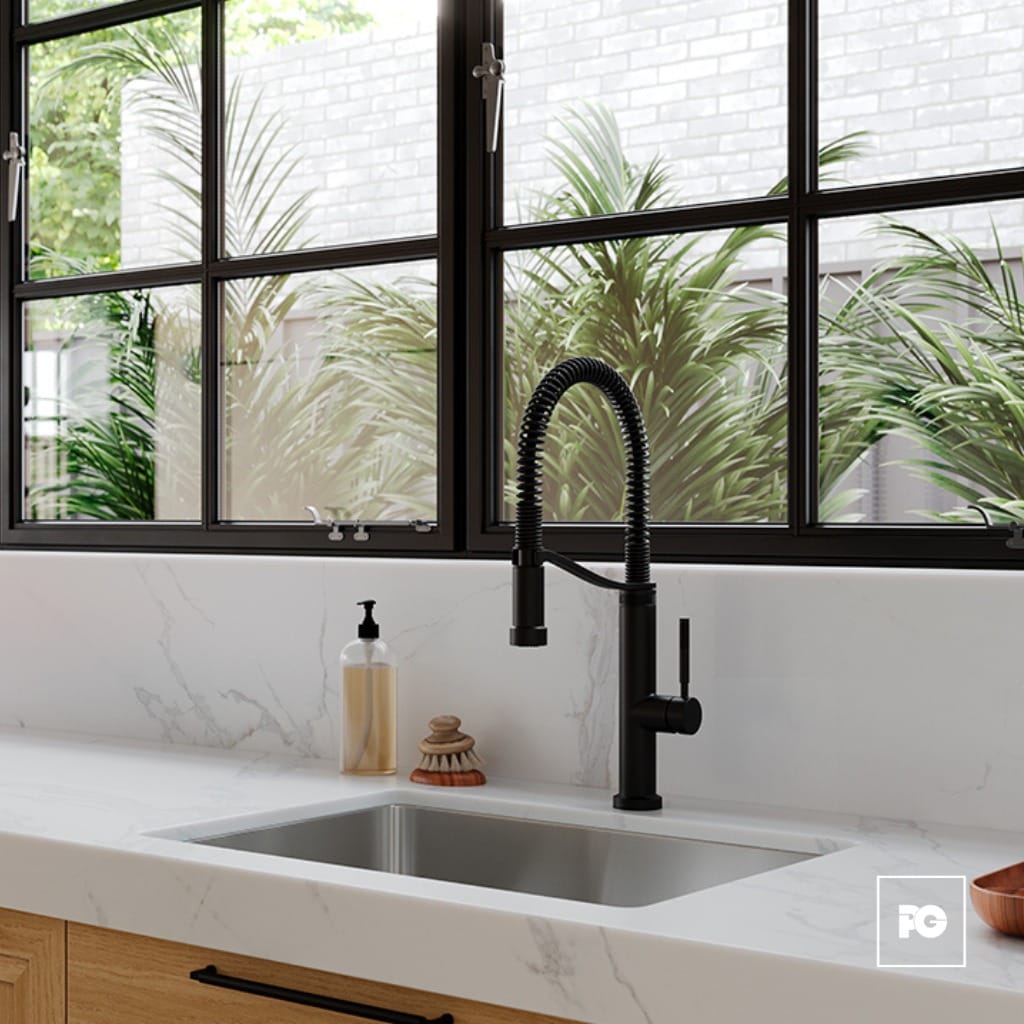 Monomando para Cocina Bruton Color Negro Mate con Cuello Extraíble Tipo Resorte. - Imagen 2