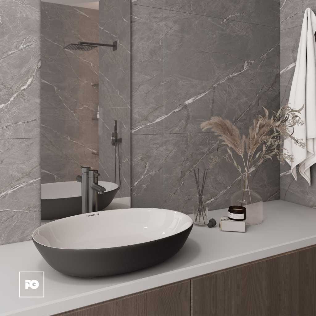 Lavabo de Sobreponer Berlino Blanco y Negro Mate Redondo. - Imagen 2
