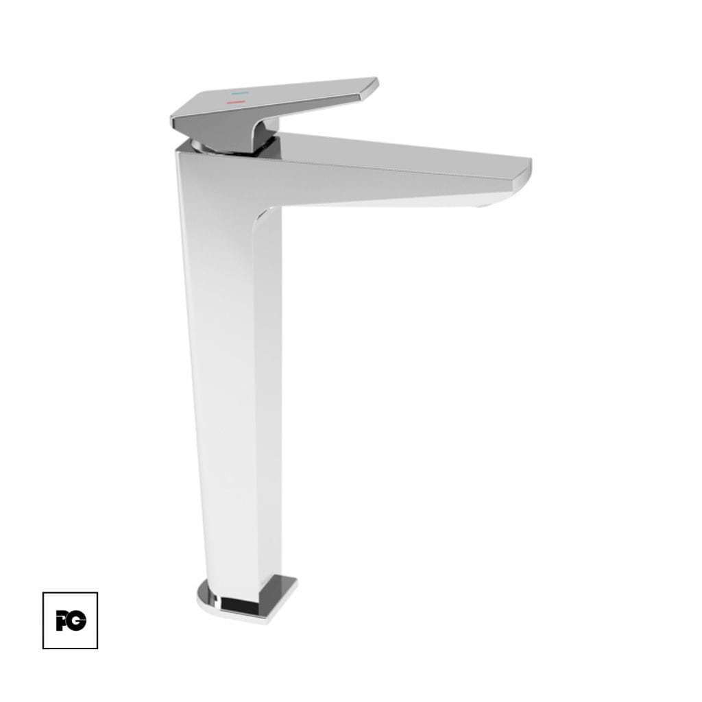 Monomando de lavabo alto cromo sin contra Spiga.