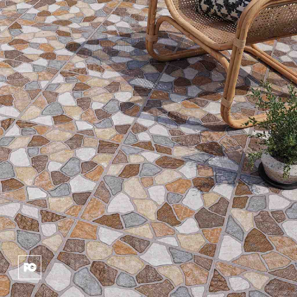 Piso cerámico color café formato 55x55, modelo Mixstone. - Imagen 2
