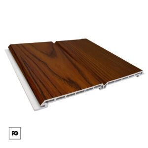 Wood-grain composite decking board with a hollow